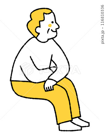 座って景色を眺めている高齢男性 座って景色を眺めている高齢男性 116810336