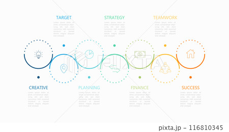 Infographic 7 options design elements for your business data. Vector Illustration. 116810345