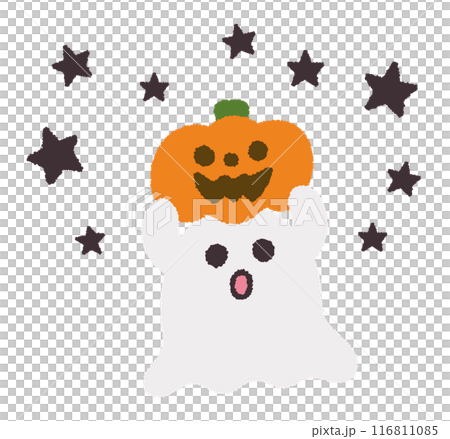 A cute ghost with a jack-o-lantern on its head / Cute hand-drawn Halloween vector illustration A cute ghost with a jack-o-lantern on its head / Cute hand-drawn Halloween vector illustration 116811085