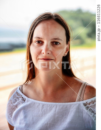 Portrait of 36 years old russian woman without make up with neutral expression 116811226