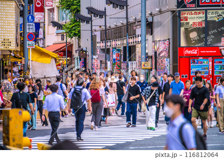 日本の東京都市景観7月・インバウンド復活…外国人観光客らで賑わうアメ横＝令和6年7月11日 116812064