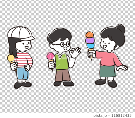 Illustration material of a boy and girl holding ice cream Illustration material of a boy and girl holding ice cream 116812433
