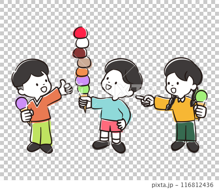 Illustration material of a boy and girl holding ice cream Illustration material of a boy and girl holding ice cream 116812436