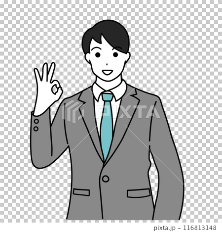 A businessman issuing an OK sign 116813148
