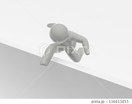 高い壁を飛び越える人　アイコン　グレー　横　3Dイラストレーション 116813855