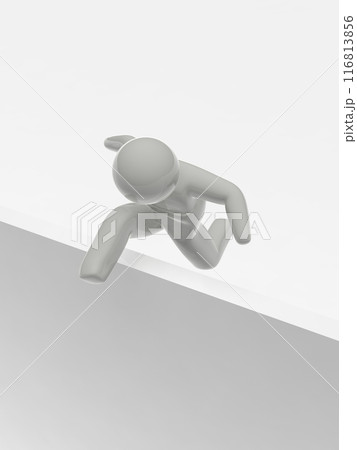 高い壁を飛び越える人　アイコン　グレー　縦　3Dイラストレーション 116813856