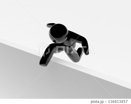 高い壁を飛び越える人　アイコン　黒　横　3Dイラストレーション 116813857