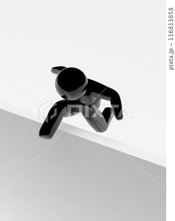 高い壁を飛び越える人　アイコン　黒　縦　3Dイラストレーション 116813858
