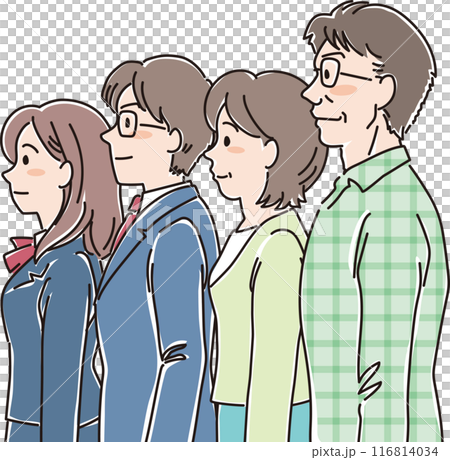 各年齡層的人_側身_正常表情_四口之家_高中生及男女生_父母 116814034
