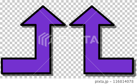 90 degree bent arrow (purple set) (line drawing, with shadow) 116814078