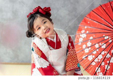 着物を着て正座をする女の子 116814119