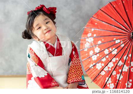 着物を着て正座をする女の子 116814120