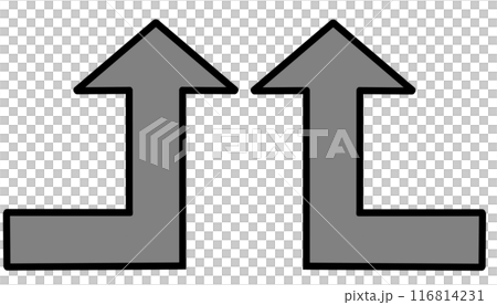 90度に曲がる矢印（グレーセット）（線画あり） 116814231