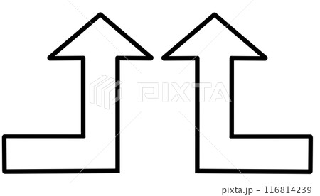 90度に曲がる矢印（白セット）（線画あり） 116814239