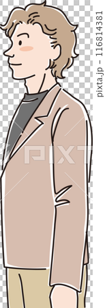 色々な年代の人物_横向き_普通の表情_男性_20代_30代 116814381