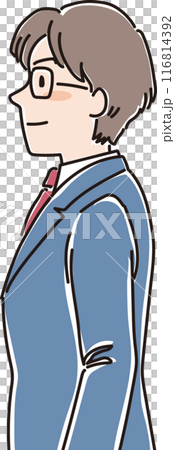 色々な年代の人物_横向き_普通の表情_学生_高校生男子_男子学生 116814392