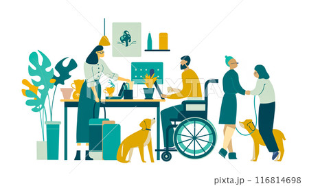 インクルージョンと車いすのイラスト 116814698