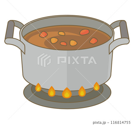 カレーライスを加熱しているイラスト 116814755