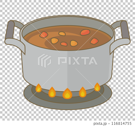 カレーライスを加熱しているイラスト 116814755