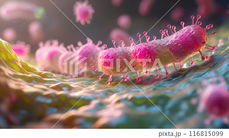 Abstract human mucosa with harmful and beneficial bacteria and microorganisms Abstract human mucosa with harmful and beneficial bacteria and microorganisms 116815099