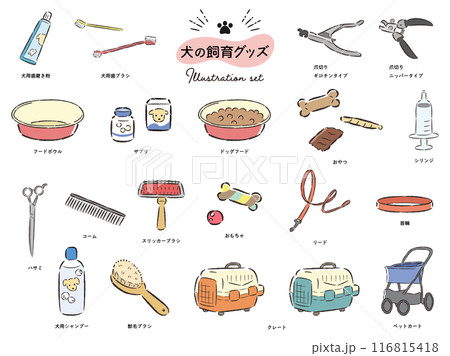 犬イラスト小物入れ その他 犬の飼育グッズのイラストセットのイラスト素材 [116815418] - PIXTA