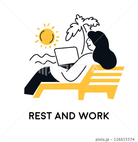 Illustration of a person working on a laptop 116815574