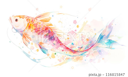 カラフルで幻想的な鯉の水彩イラスト 116815847
