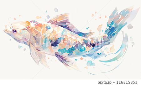 カラフルで幻想的な鯉の水彩イラストのイラスト素材 [116815853] - PIXTA