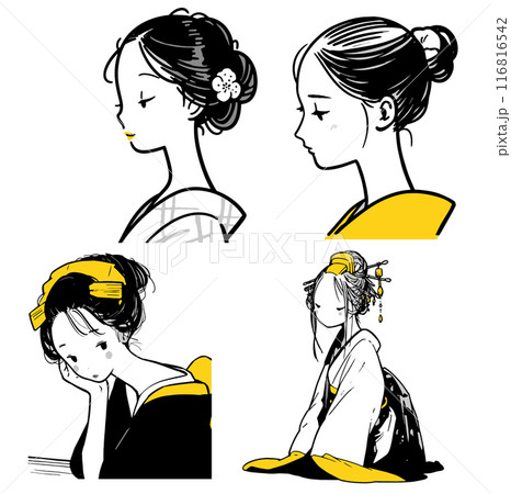 着物女性のシンプルイラスト 116816542