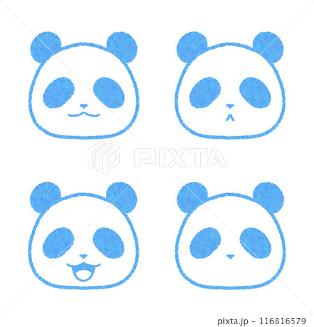 パンダの表情顔セット（青） 116816579
