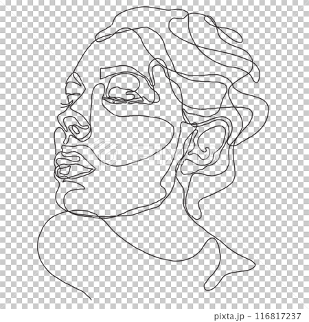 line art drawing of a Beautiful Woman's face. female models on white background line art drawing of a Beautiful Woman's face. female models on white background 116817237