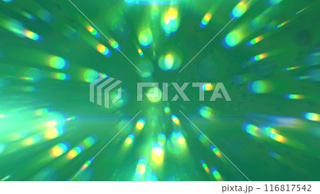 Abstract green glowing background with flying balls and circles of blurred festive bokeh particles Abstract green glowing background with flying balls and circles of blurred festive bokeh particles 116817542