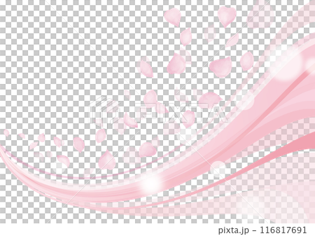 水彩風　ピンクのラインと花びらふわふわ 116817691