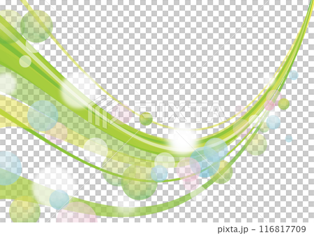 水彩風　緑のラインと水玉ふわふわ1 116817709