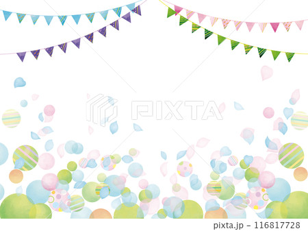 水彩風　ガーリーなドットとガーランドフレーム2 116817728