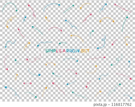 Simple arrow vector illustration set icon arrow dotted line handwritten 116817762
