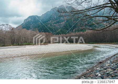 Scene of Kamikochi National Park, Hotaka mountain and Azusa river, Nagano Prefecture, Japan. Landmark for tourists attraction. Japan Travel, Destination and Vacation concept Scene of Kamikochi National Park, Hotaka mountain and Azusa river, Nagano Prefecture, Japan. Landmark for tourists attraction. Japan Travel, Destination and Vacation concept 116817847