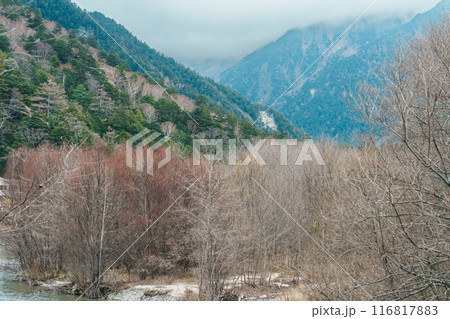 Scene of Kamikochi National Park, Hotaka mountain and Azusa river, Nagano Prefecture, Japan. Landmark for tourists attraction. Japan Travel, Destination and Vacation concept Scene of Kamikochi National Park, Hotaka mountain and Azusa river, Nagano Prefecture, Japan. Landmark for tourists attraction. Japan Travel, Destination and Vacation concept 116817883