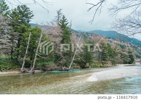 Scene of Kamikochi National Park, Hotaka mountain and Azusa river, Nagano Prefecture, Japan. Landmark for tourists attraction. Japan Travel, Destination and Vacation concept Scene of Kamikochi National Park, Hotaka mountain and Azusa river, Nagano Prefecture, Japan. Landmark for tourists attraction. Japan Travel, Destination and Vacation concept 116817910