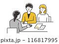 テーブルで相談・説明を受ける若い夫婦・カップル（20代30代）のイラスト素材 116817995