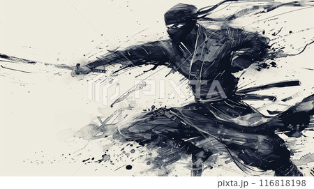 水墨画風の忍者のイラスト素材 [116818198] - PIXTA