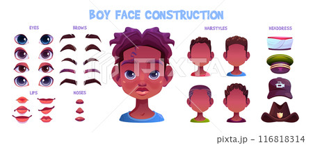 African kid boy avatar construction kit. 116818314