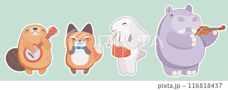 Cute childish animal music band. Cute childish animal music band. 116818437
