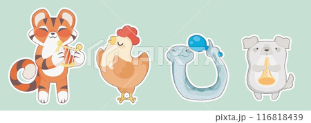 Cute cartoon animal musicians band mascot 116818439