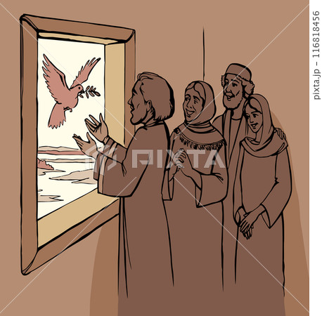 Vector drawing. Dove return to Noah 116818456