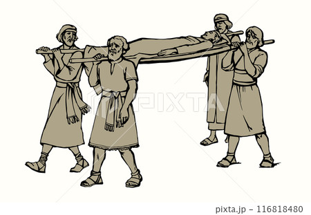 Vector drawing. Funeral of the man 116818480