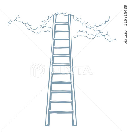 Vector drawing of high ladder at clouds 116818489