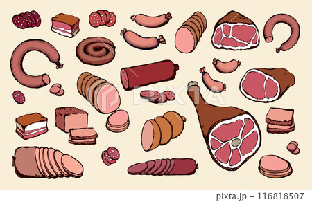 Meat production. Vector drawing food Meat production. Vector drawing food 116818507