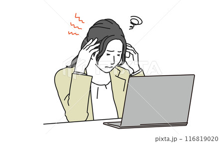 頭を抱えるビジネスウーマンのシンプルイラスト 頭を抱えるビジネスウーマンのシンプルイラスト 116819020