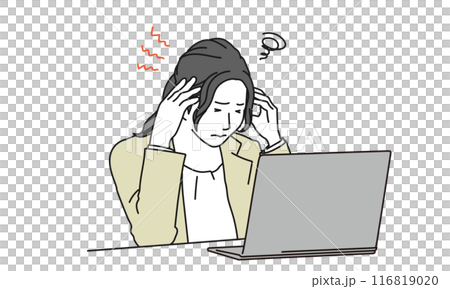 頭を抱えるビジネスウーマンのシンプルイラスト 頭を抱えるビジネスウーマンのシンプルイラスト 116819020